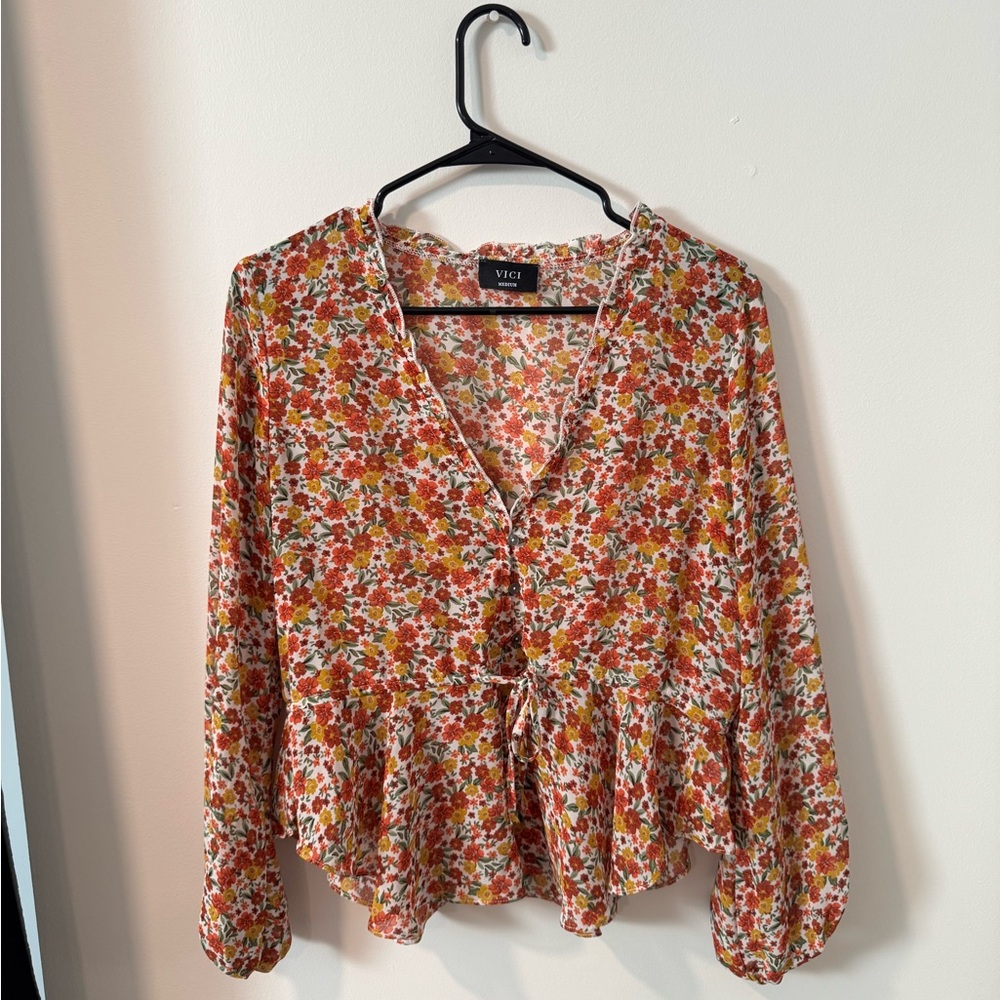 VICI sheer floral top